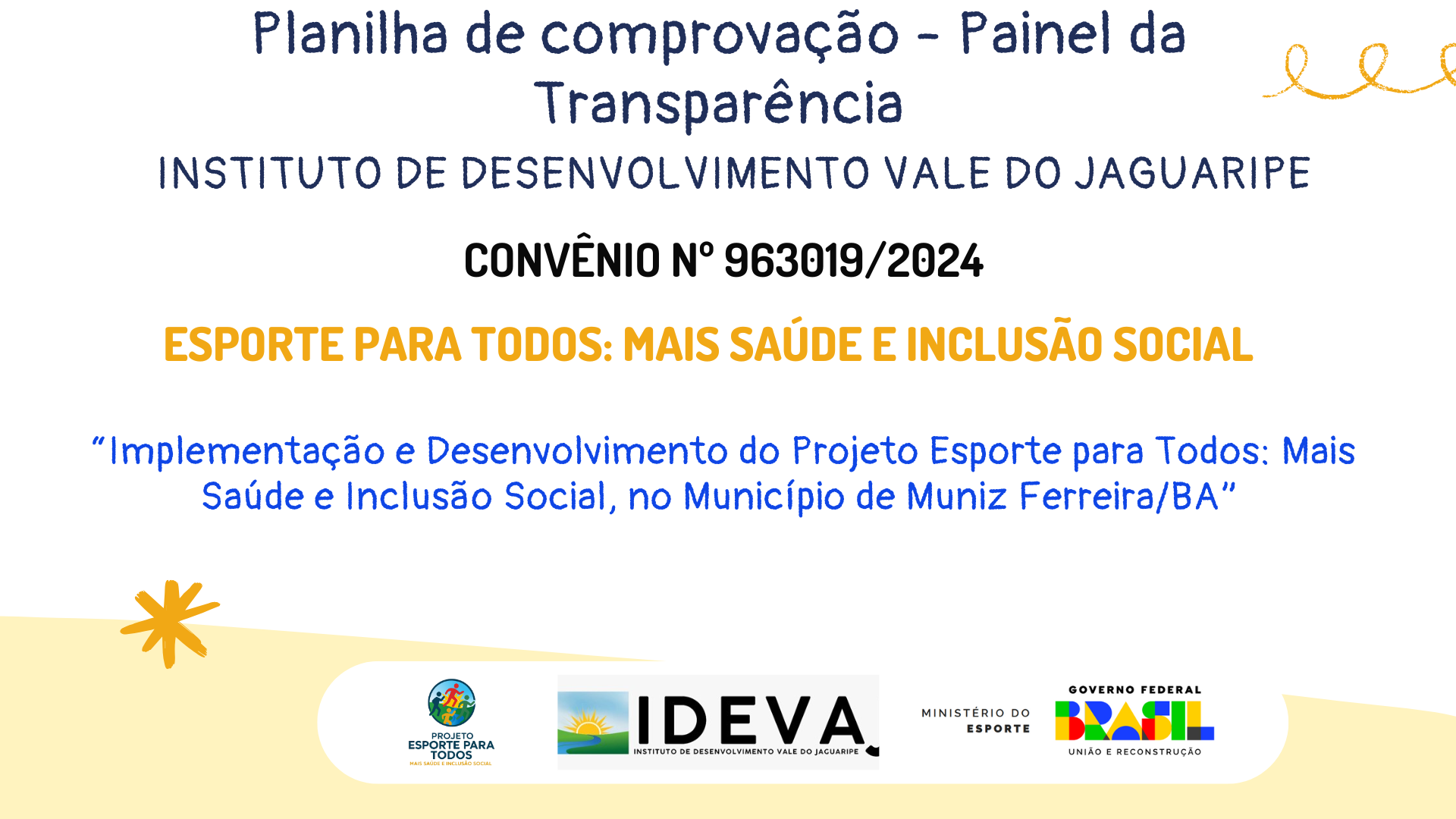 Planilha de comprovação – Painel da Transparência